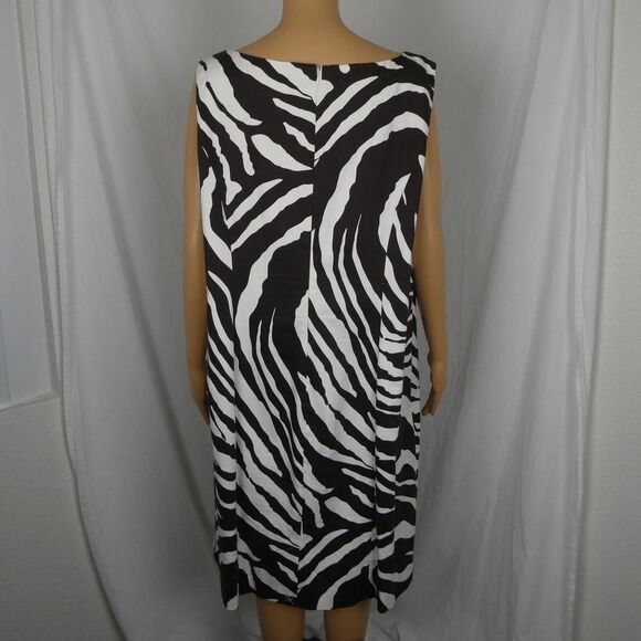 Peter Nygard Plus Size Zebra Print Sheath Dress Brown White Ivory Sleeveless 18 - Picture 12 of 12